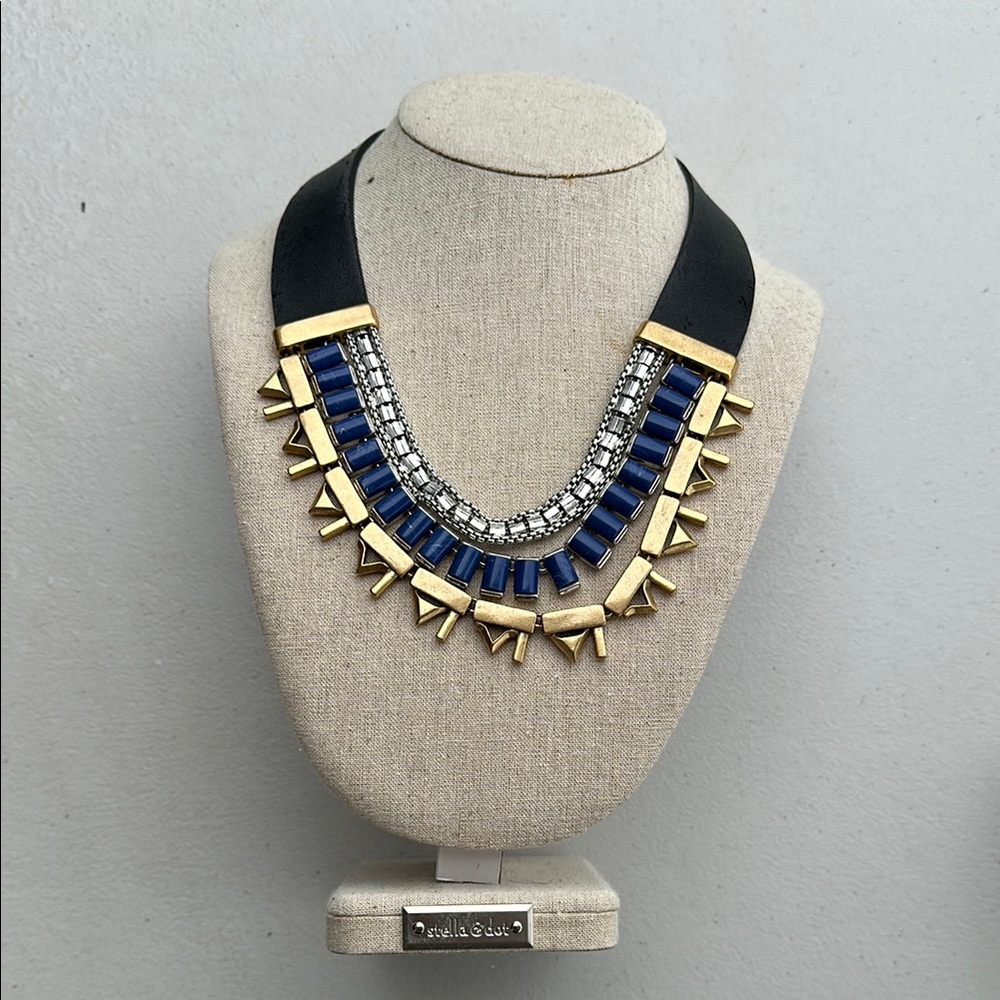 Stella and Dot Blue and Gold Statement Necklace